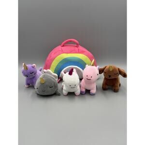 Pixie Crush Snug a Babies Unicorn Rainbow Stuffed Plush Set w/ Rainbow Case